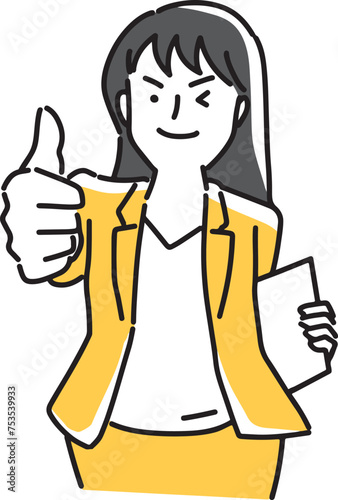 グッドポーズをとる女性社員