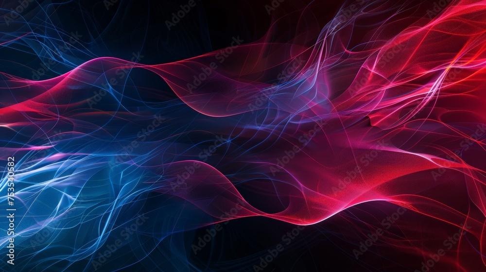Abstract background features dynamic red and blue lines