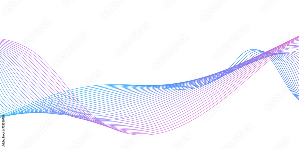 Abstract Shapes created with blue lines in the space. Creative neon colors,Abstract wave of many lines.gradient transition transparent vibration digital background,Curved wavy line, smooth stripe.