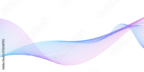 Abstract Shapes created with blue lines in the space. Creative neon colors,Abstract wave of many lines.gradient transition transparent vibration digital background,Curved wavy line, smooth stripe.