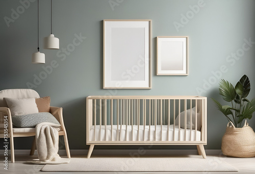 mockup frame on wall, minimal place, living room, wall art