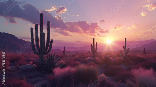 landscape of cactus in the desert	