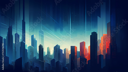 Abstract colorful city background  digital glitch art