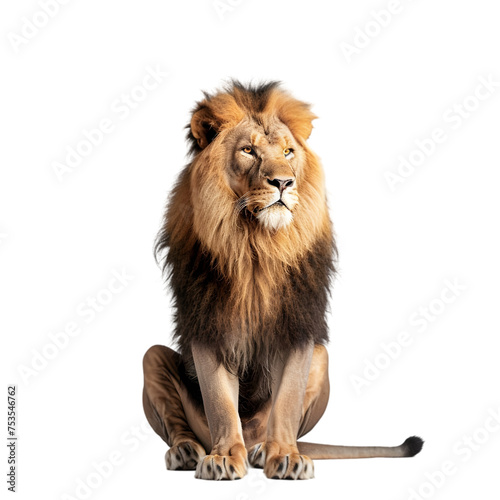Regal Presence  Majestic Lion Sitting Isolated on Transparent Background