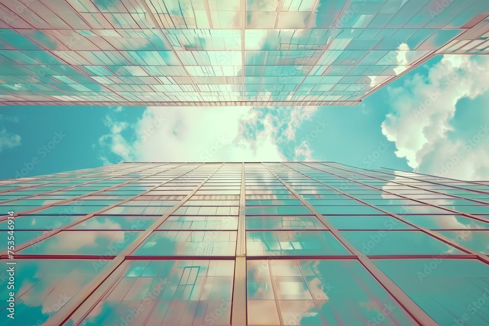 Bottom up view on two glass skyscrapers. Bottom up view on two glass skyscrapers.