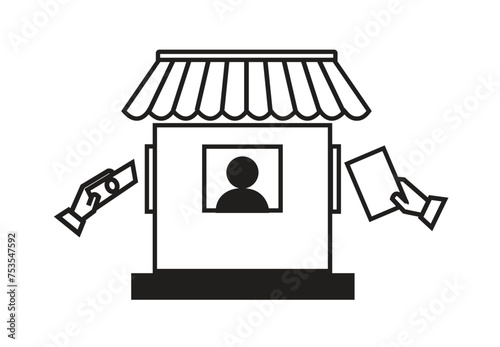 A booth or a shop offering services. Editable Clip Art.