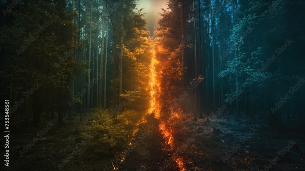 Burning forest