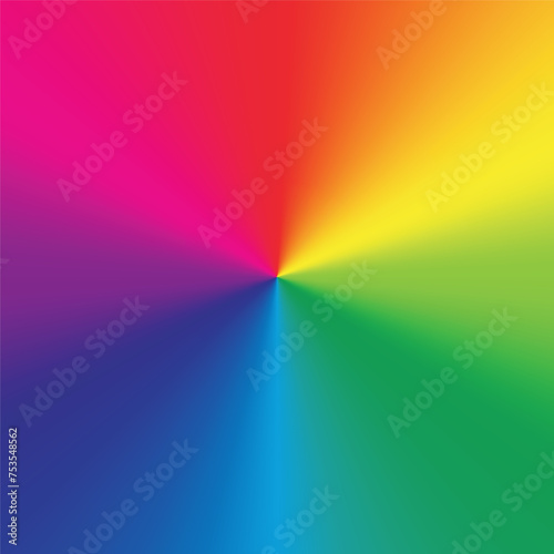 Color wheel circle. RGB color model. Radial gradient background.