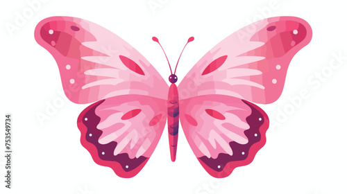 Pink butterfly illustration and abstract Flat vector © Noman