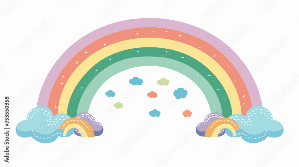 Raster illustration rainbow and cloud