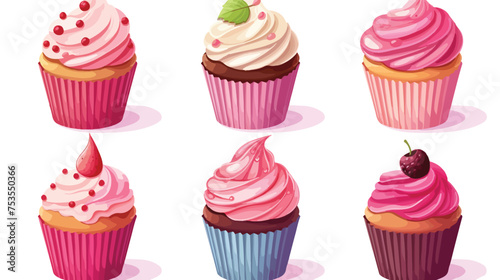 Realistic Cupcake Illustration with Icing Flat vector
