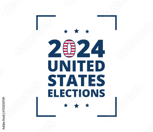 2024 Presidential elections in the USA. Template for website, landing page of online survey. Vote day, November 5. Flat vector illustration.