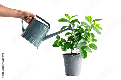 watering can and plants on a transparent background