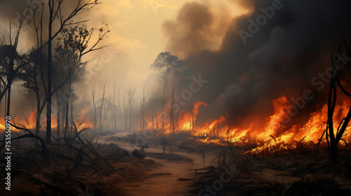 Dry season forest fires happen in tropical forests.