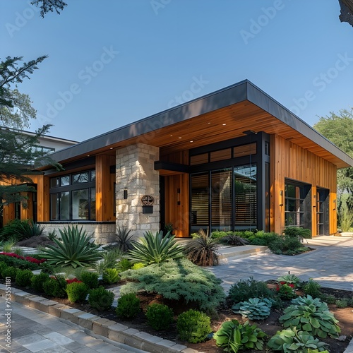 Modern Minimalist Haven: Sleek Ranch-Style Home with Pristine White Exterior