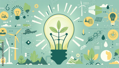 Renewal and Growth: Plant Inside Lightbulb Illustration
