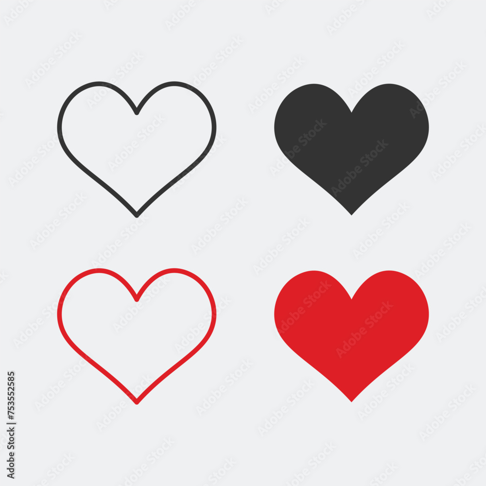 Heart isolated vector element icon isolated on grey background. Love, favorite symbol vector. Vector flat style illustration of human heart isolated for graphic, website, mobile app design