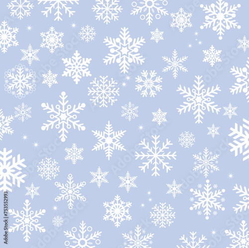 snow flakes light sky blue background