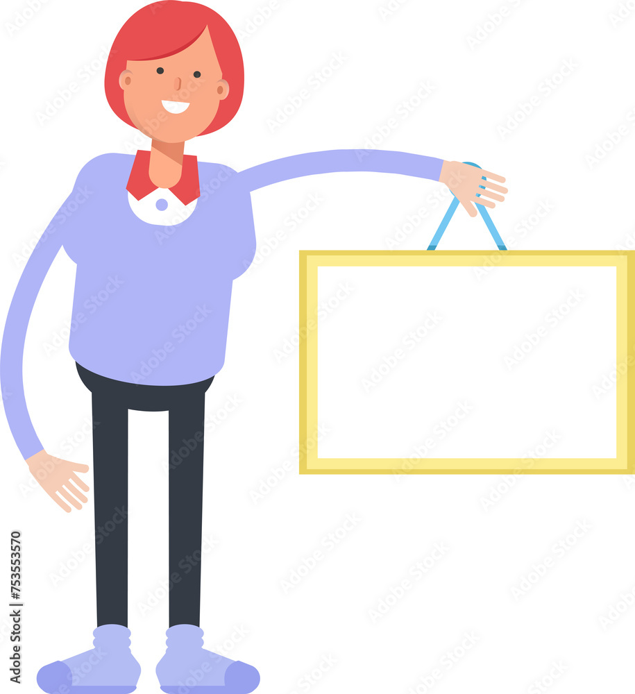 Woman Character Holding Blank Signage
Woman Character Holding Blank Signage