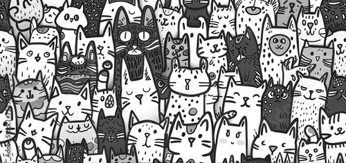 Doodle Cats Texture Background