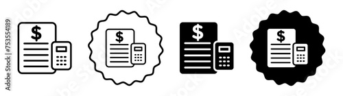 Budget set in black and white color. Budget simple flat icon vector