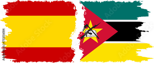 Free Download Mozambique and Spain grunge flags connection vector - GFXLoad