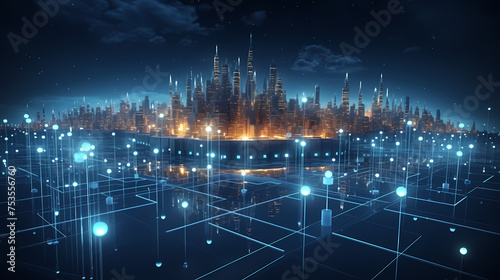 Global business, internet network connection, internet of things, smart city concept © ma