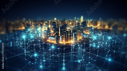 Global business, internet network connection, internet of things, smart city concept
