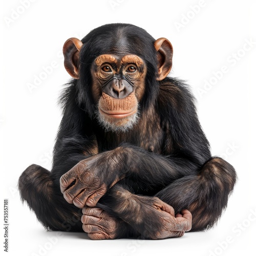 Chimpanzee Monkey Isolated White Background
