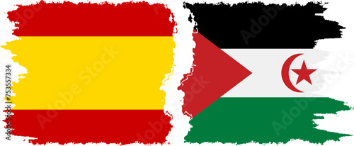 Free Download Western Sahara and Spain grunge flags connection vector - GFXLoad