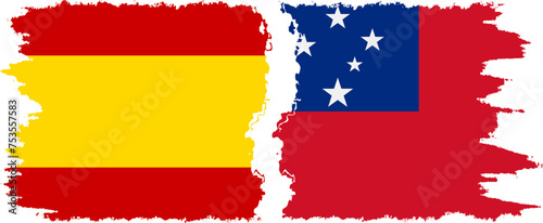 Independent State and Spain grunge flags connection vector