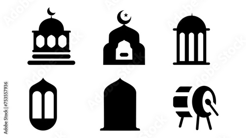Arabic islamic celebration icon set vector illustration style icon	