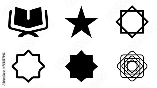 Set of islamic icons vector illustration