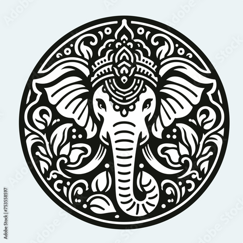 Beautiful Elephant animal vector logo sticker icon tottoo.