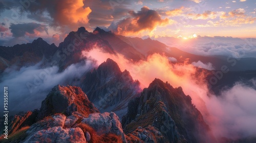 Mountain Peaks Clouds Sunset Tatra Mountains © Custom Media