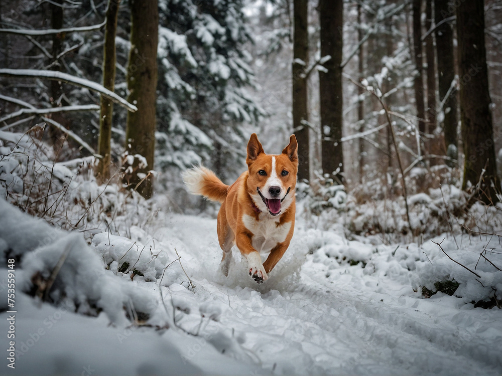 dog in snow