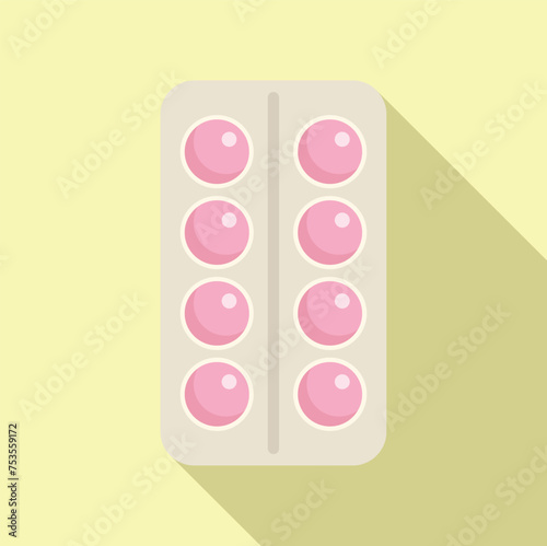 Pills blister icon flat vector. Resistance strong potion. Therapy care vaccine