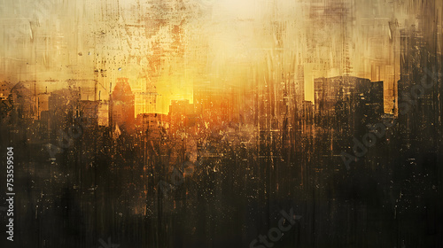 Abstract Urban Sunrise with Textured Gradient