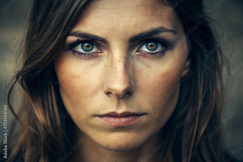 Close-up of Woman's Face with Expressive Eyes