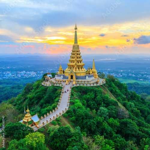 Temple on mountain top at Khao Wang Palace during festival  Petchaburi  Thailand