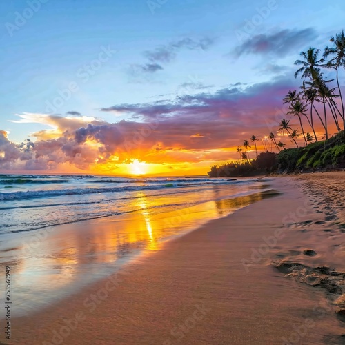 Sun is just about to rise in the distance, beautiful Maui beaches © Erica