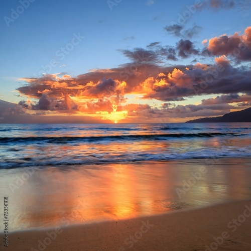 Sun is just about to rise in the distance  beautiful Maui beaches