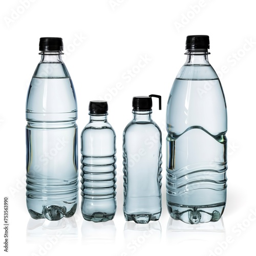 Three water bottles isolated on white with clipping path