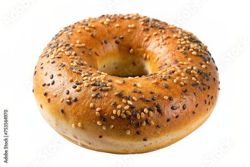 bagel with poppy seeds in white