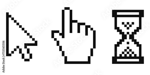 Classic retro computer pixel cursor icons