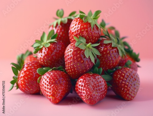 Fresh juicy strawberries on a pink background