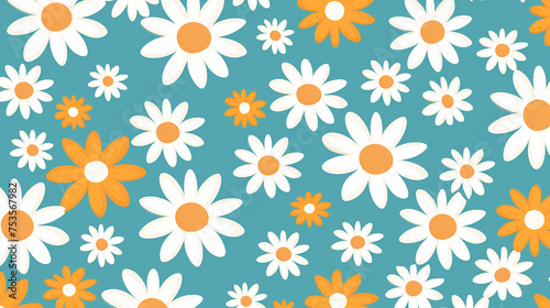 Floral pattern cutie hippie daisy background.