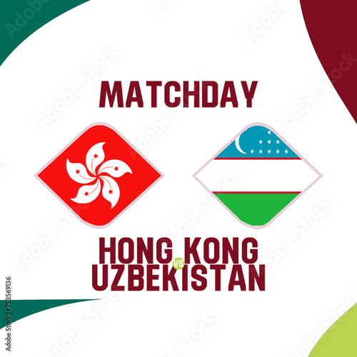 hongkong vs uzbekistan country flags template. The concept for game, competition, relations, friendship, cooperation, versus.