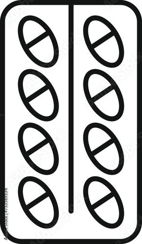 Antiviral pills blister icon outline vector. Medical supplement. Potion anti vaccine