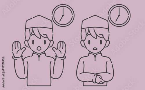 Ramadan activity boy vector arts. Islamic activities in daily. Cartoon character for kids